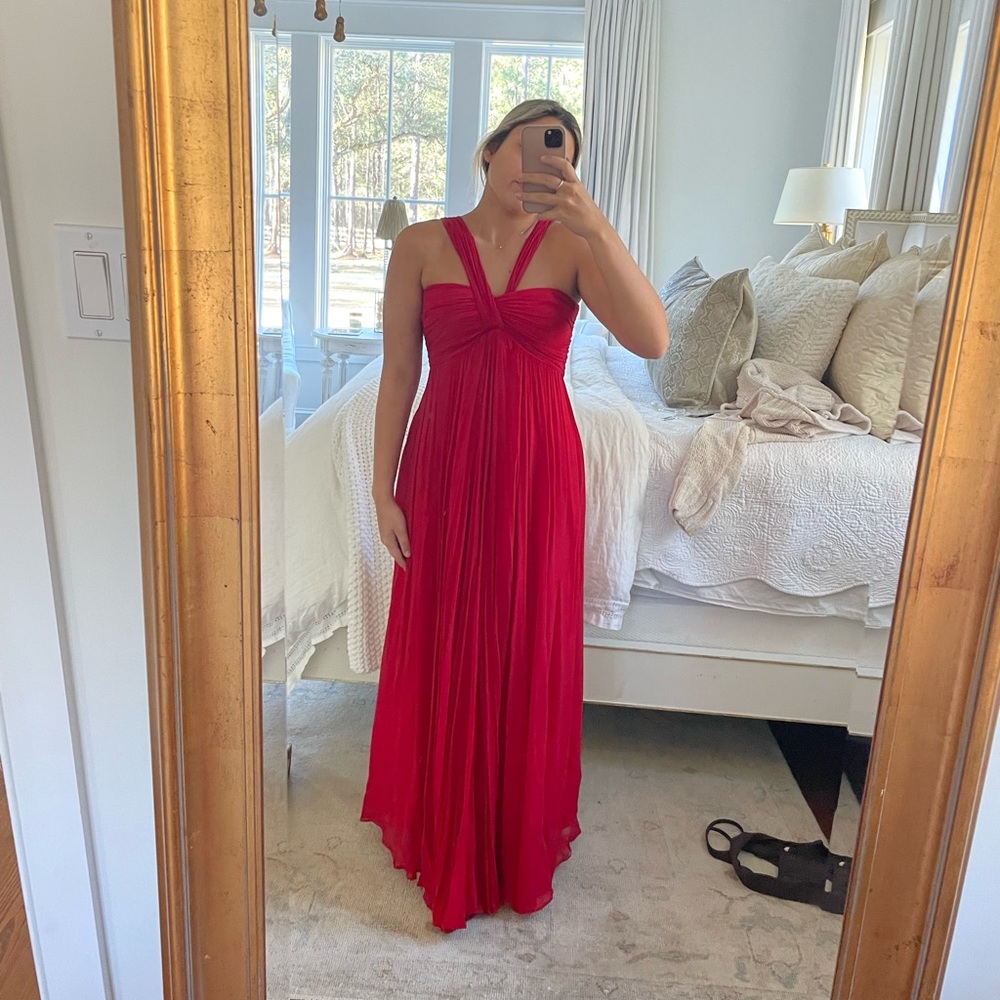 Red halter maxi dress vintage